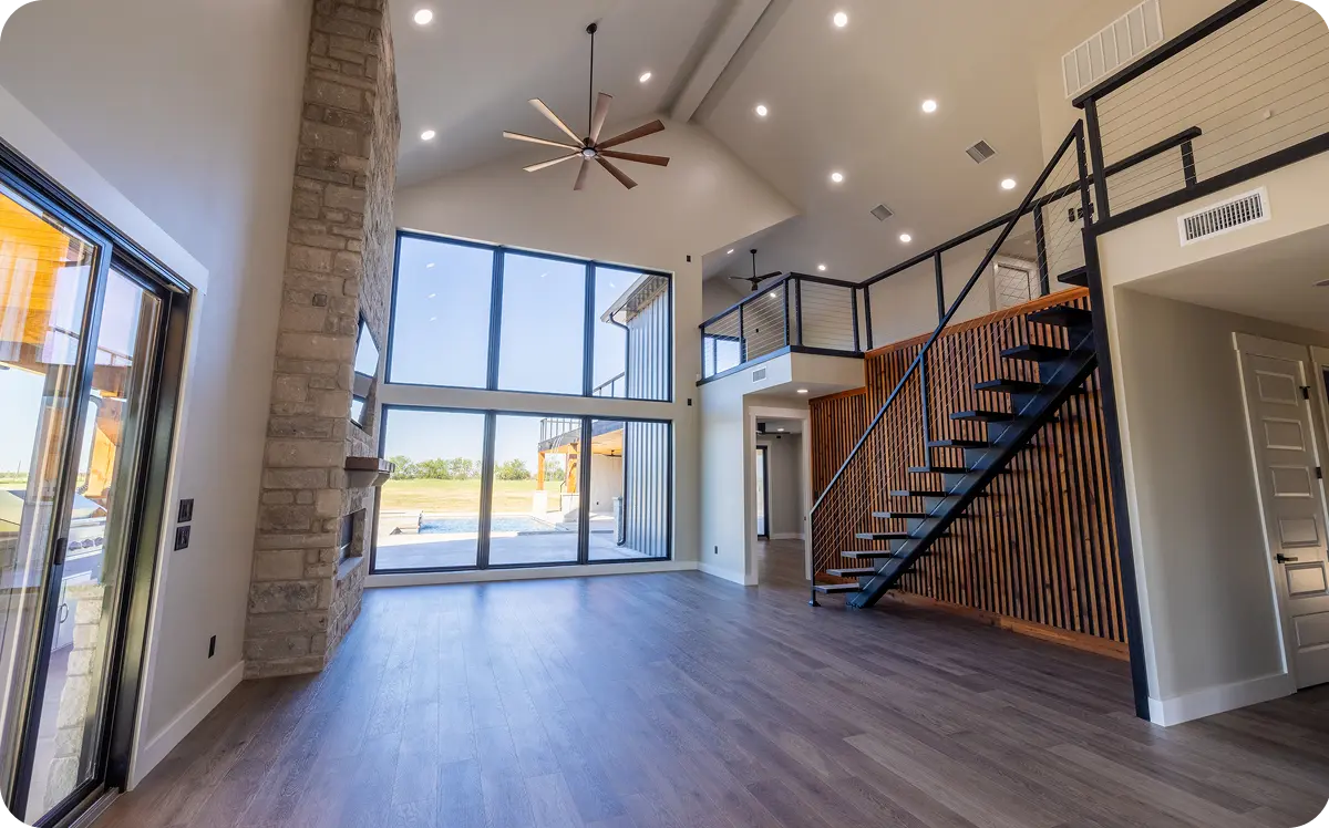 Modern open concept interior staircase